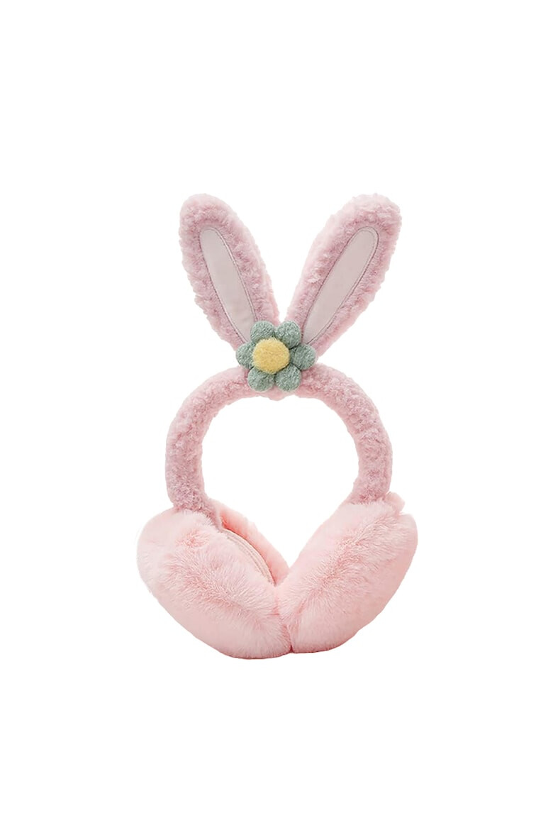 EFAYN.RO Acoperitori pentru urechi protectie impotriva frigului model casti dama cu urechiuse de iepuras si fundita tematica flower bunny marime universala EFAYN - Pled.ro