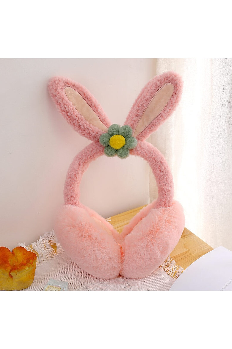 EFAYN.RO Acoperitori pentru urechi protectie impotriva frigului model casti dama cu urechiuse de iepuras si fundita tematica flower bunny marime universala EFAYN - Pled.ro