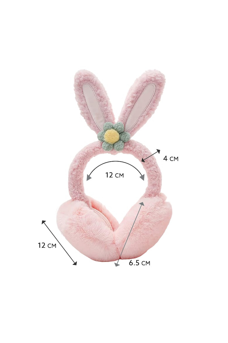 EFAYN.RO Acoperitori pentru urechi protectie impotriva frigului model casti dama cu urechiuse de iepuras si fundita tematica flower bunny marime universala EFAYN - Pled.ro