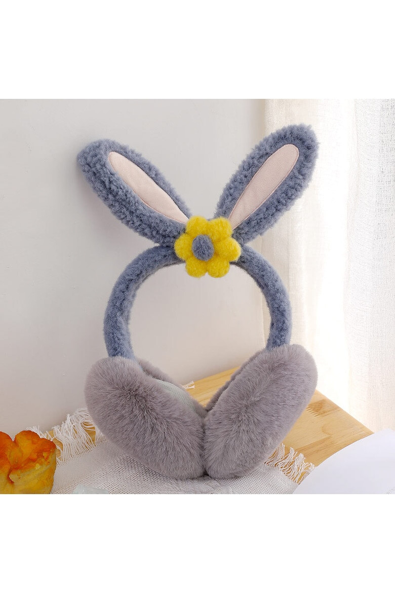 EFAYN.RO Acoperitori pentru urechi protectie impotriva frigului model casti dama cu urechiuse de iepuras si fundita tematica flower bunny marime universala EFAYN - Pled.ro