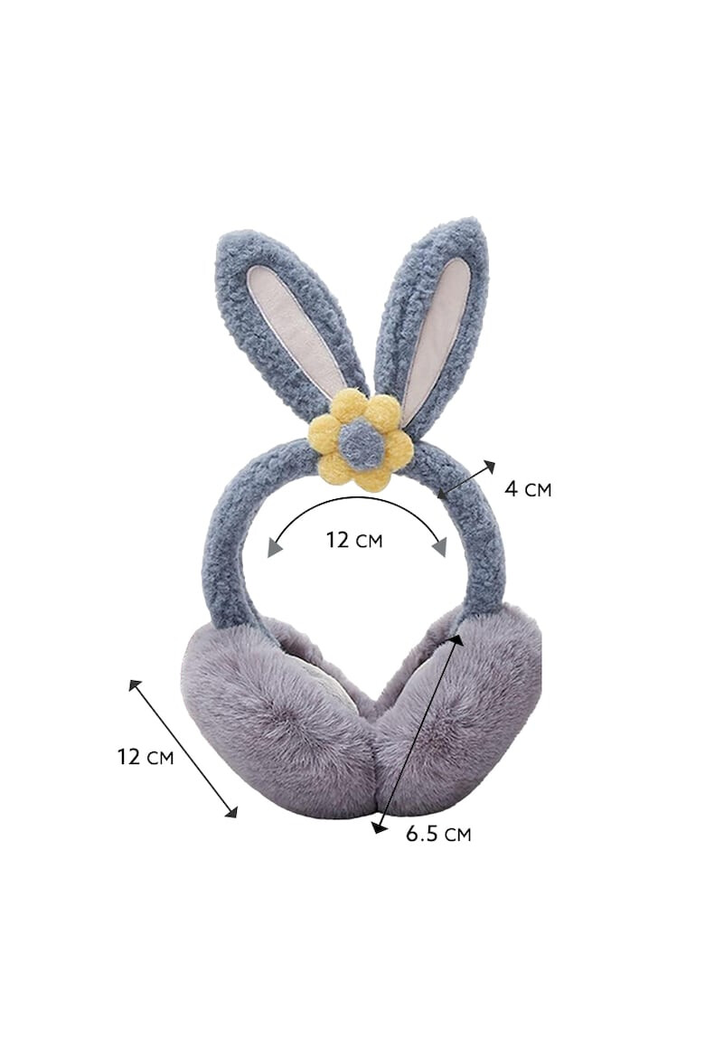 EFAYN.RO Acoperitori pentru urechi protectie impotriva frigului model casti dama cu urechiuse de iepuras si fundita tematica flower bunny marime universala EFAYN - Pled.ro