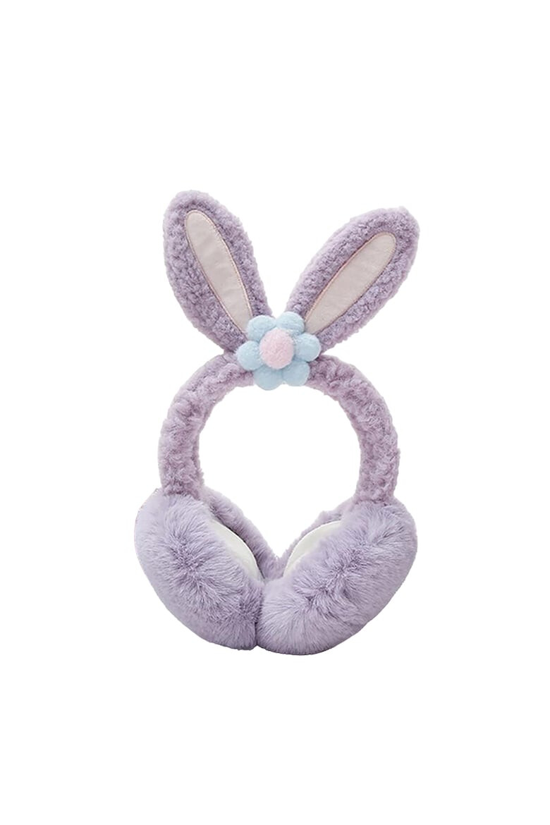 EFAYN.RO Acoperitori pentru urechi protectie impotriva frigului model casti dama cu urechiuse de iepuras si fundita tematica flower bunny marime universala EFAYN - Pled.ro