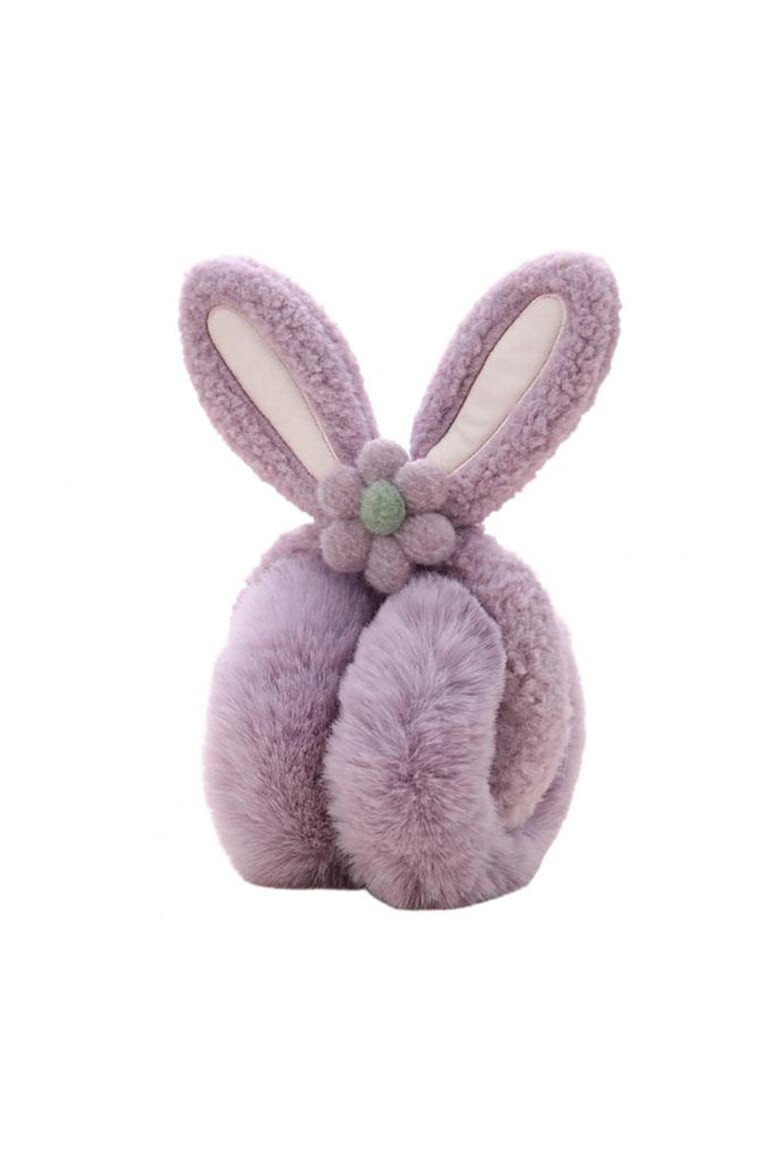 EFAYN.RO Acoperitori pentru urechi protectie impotriva frigului model casti dama cu urechiuse de iepuras si fundita tematica flower bunny marime universala EFAYN - Pled.ro