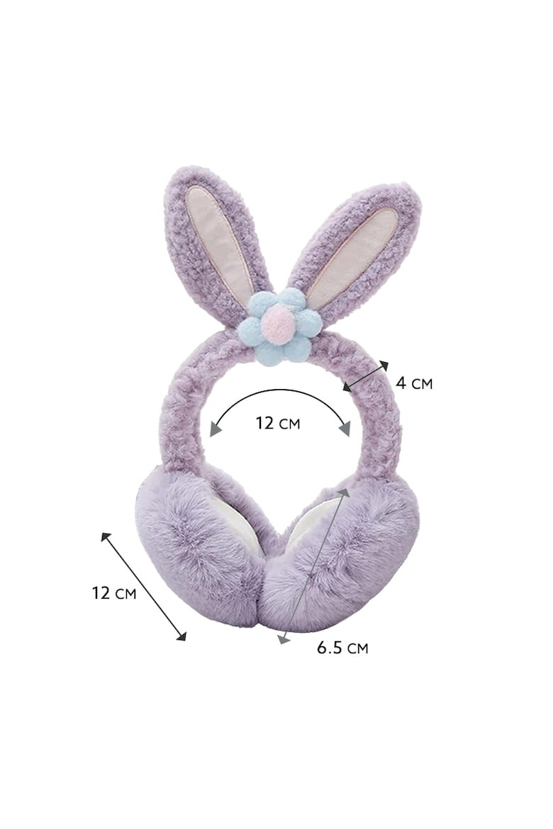 EFAYN.RO Acoperitori pentru urechi protectie impotriva frigului model casti dama cu urechiuse de iepuras si fundita tematica flower bunny marime universala EFAYN - Pled.ro