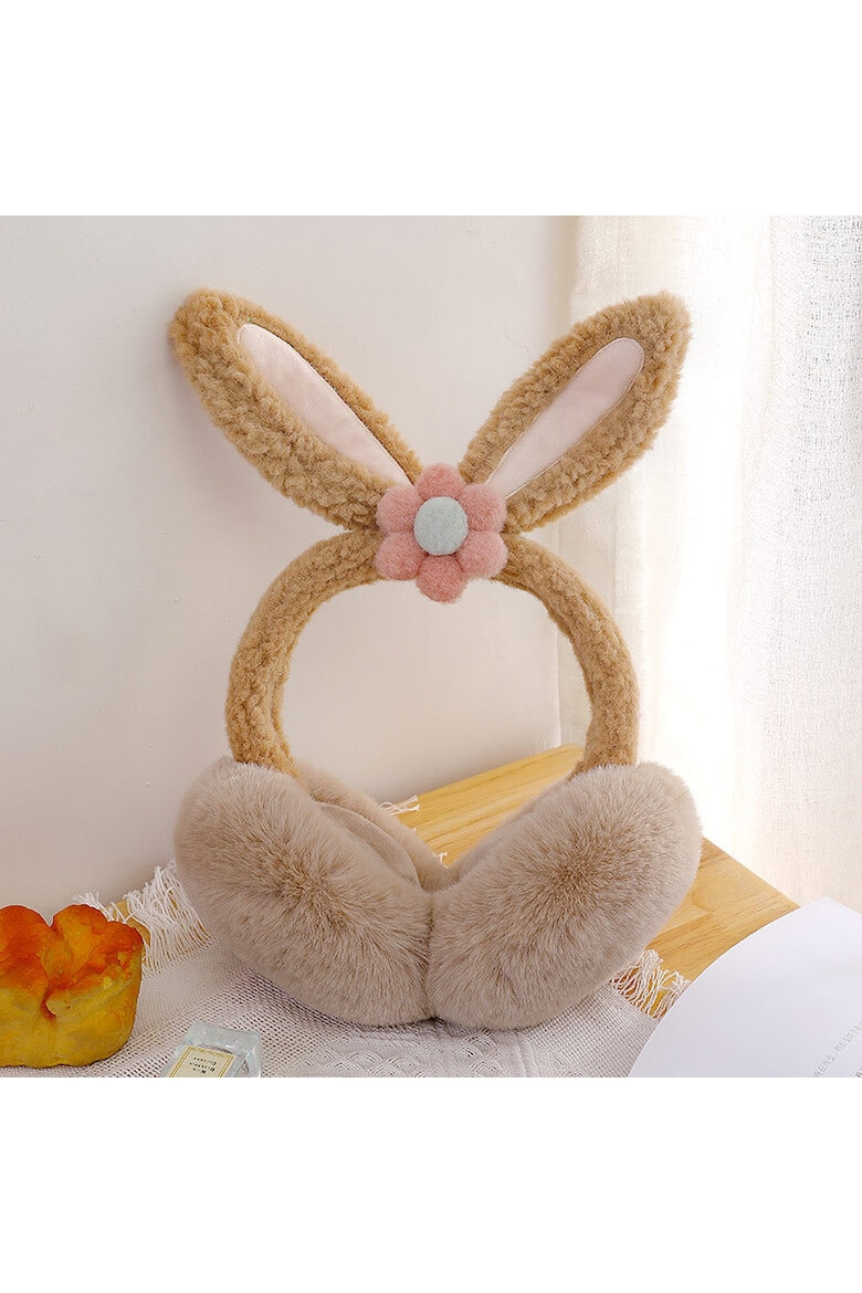 EFAYN.RO Acoperitori pentru urechi protectie impotriva frigului model casti dama cu urechiuse de iepuras si fundita tematica flower bunny marime universala EFAYN - Pled.ro