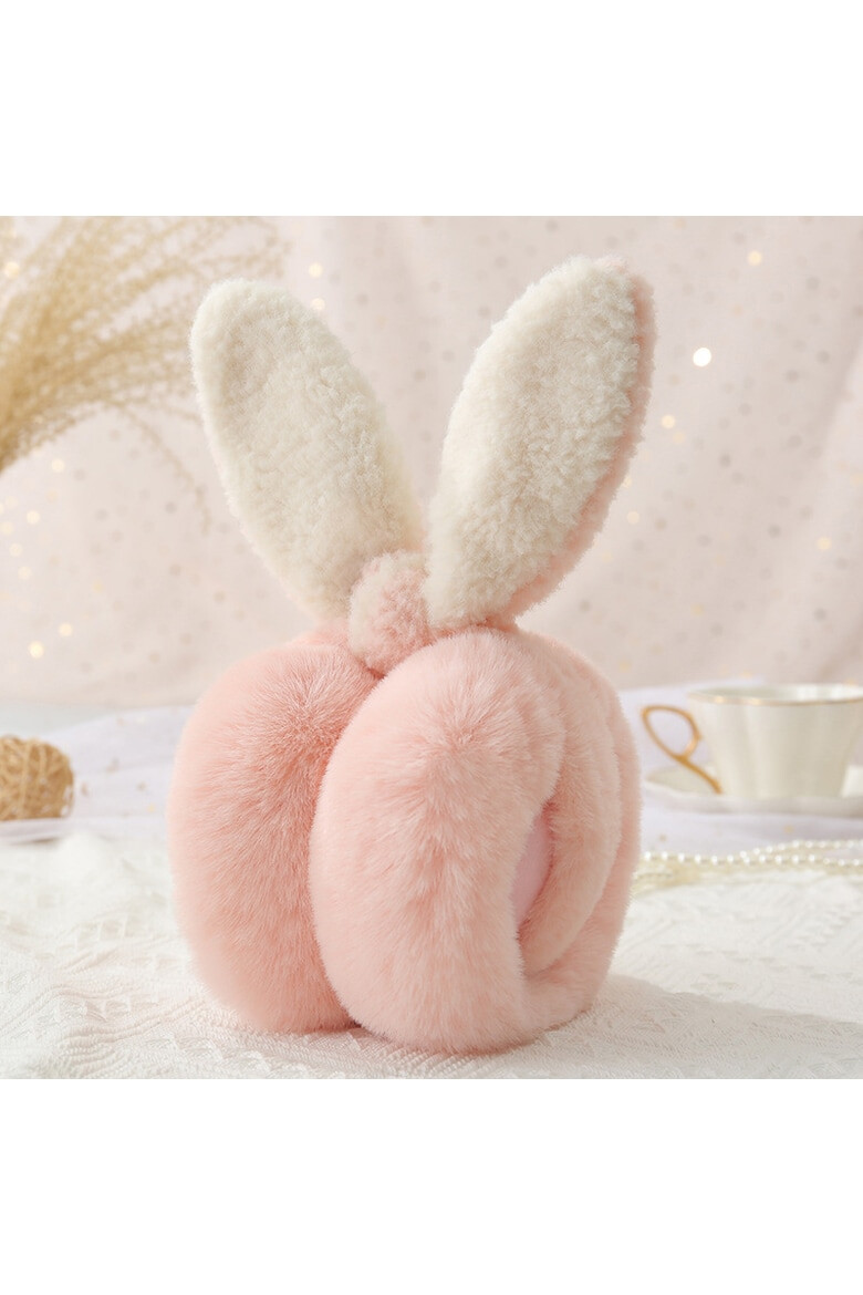 EFAYN.RO Acoperitori pentru urechi protectie impotriva frigului model casti pufoase cu urechi lungi de iepuras pliabile tematica happy bunny marime universala EFAYN - Pled.ro