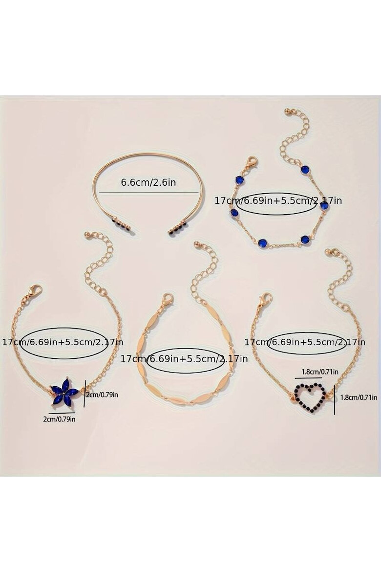 EFAYN.RO Bratari dama set 5 bucati model cute si versatil accesorii multiple reglabile tematica blue madness EFAYN - Pled.ro