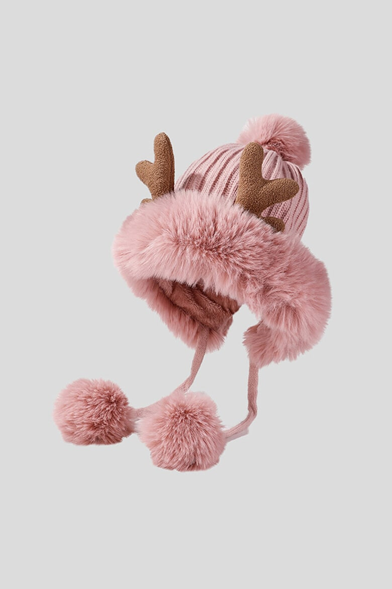 EFAYN.RO Caciula dama accesorizata cu cornite de ren decupaj la spate pentru par model pom pom cu prindere sub barbie tematica pretty cute for a deer marime universala EFAYN - Pled.ro