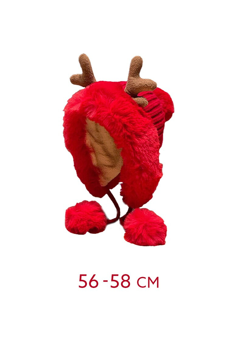 EFAYN.RO Caciula dama accesorizata cu cornite de ren decupaj la spate pentru par model pom pom cu prindere sub barbie tematica pretty cute for a deer marime universala EFAYN - Pled.ro