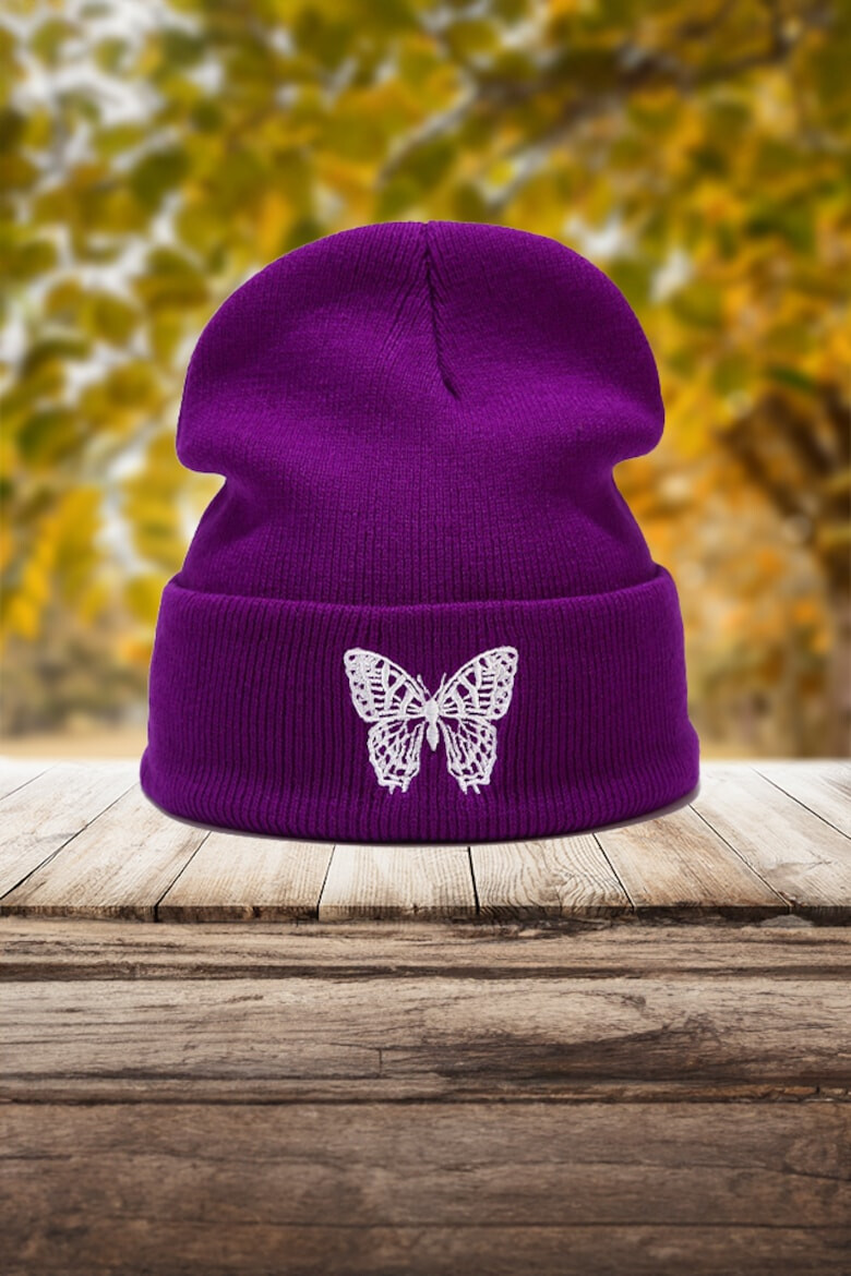 EFAYN.RO Caciula dama model minimalist cu fluturas tematica snow butterfly marime universala EFAYN - Pled.ro