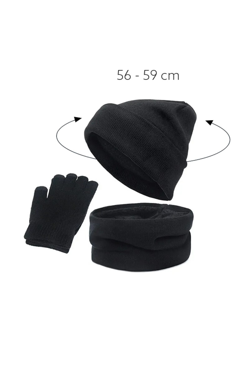 EFAYN.RO Caciula dama set 3 piese model cu manusi si fular tip guler asortate captuseala calduroasa tematica cozy winter marime universala EFAYN - Pled.ro