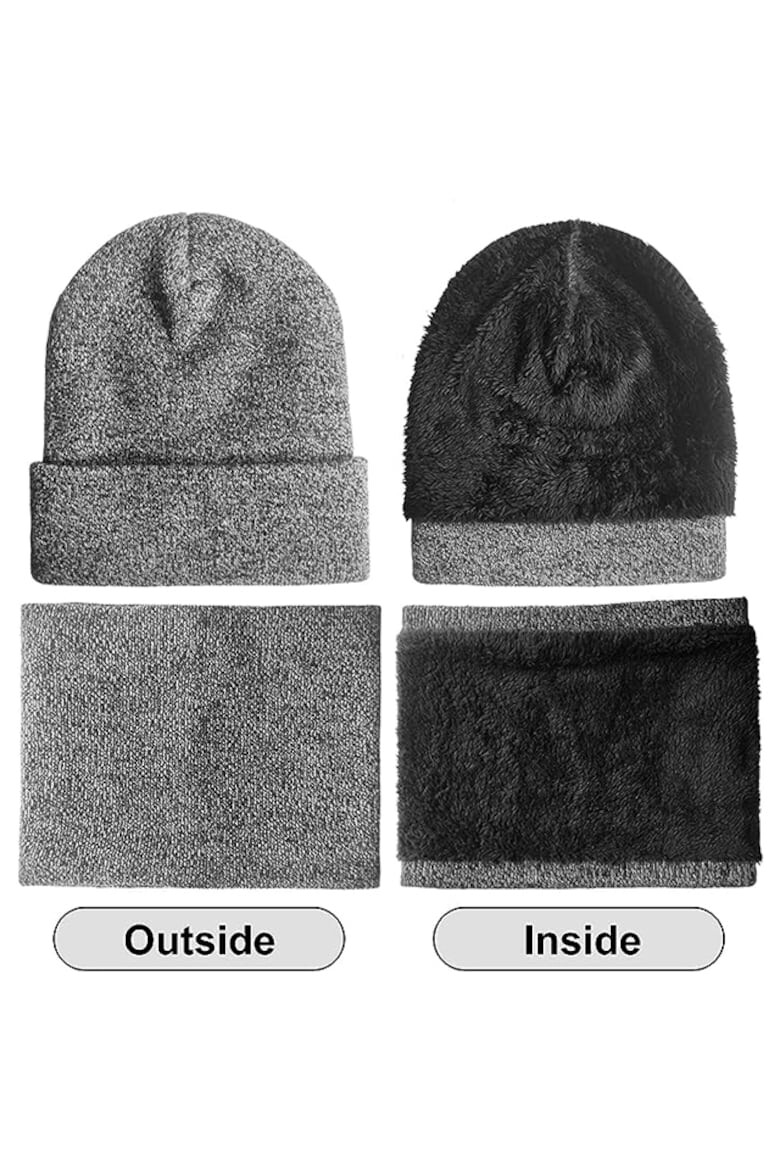 EFAYN.RO Caciula dama set 3 piese model cu manusi si fular tip guler asortate captuseala calduroasa tematica cozy winter marime universala EFAYN - Pled.ro