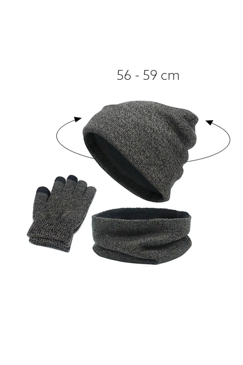 EFAYN.RO Caciula dama set 3 piese model cu manusi si fular tip guler asortate captuseala calduroasa tematica cozy winter marime universala EFAYN - Pled.ro