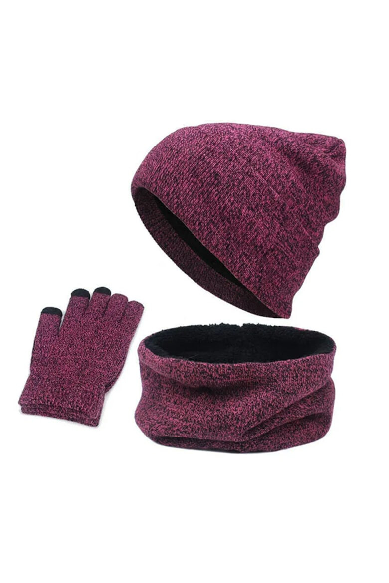 EFAYN.RO Caciula dama set 3 piese model cu manusi si fular tip guler asortate captuseala calduroasa tematica cozy winter marime universala EFAYN - Pled.ro