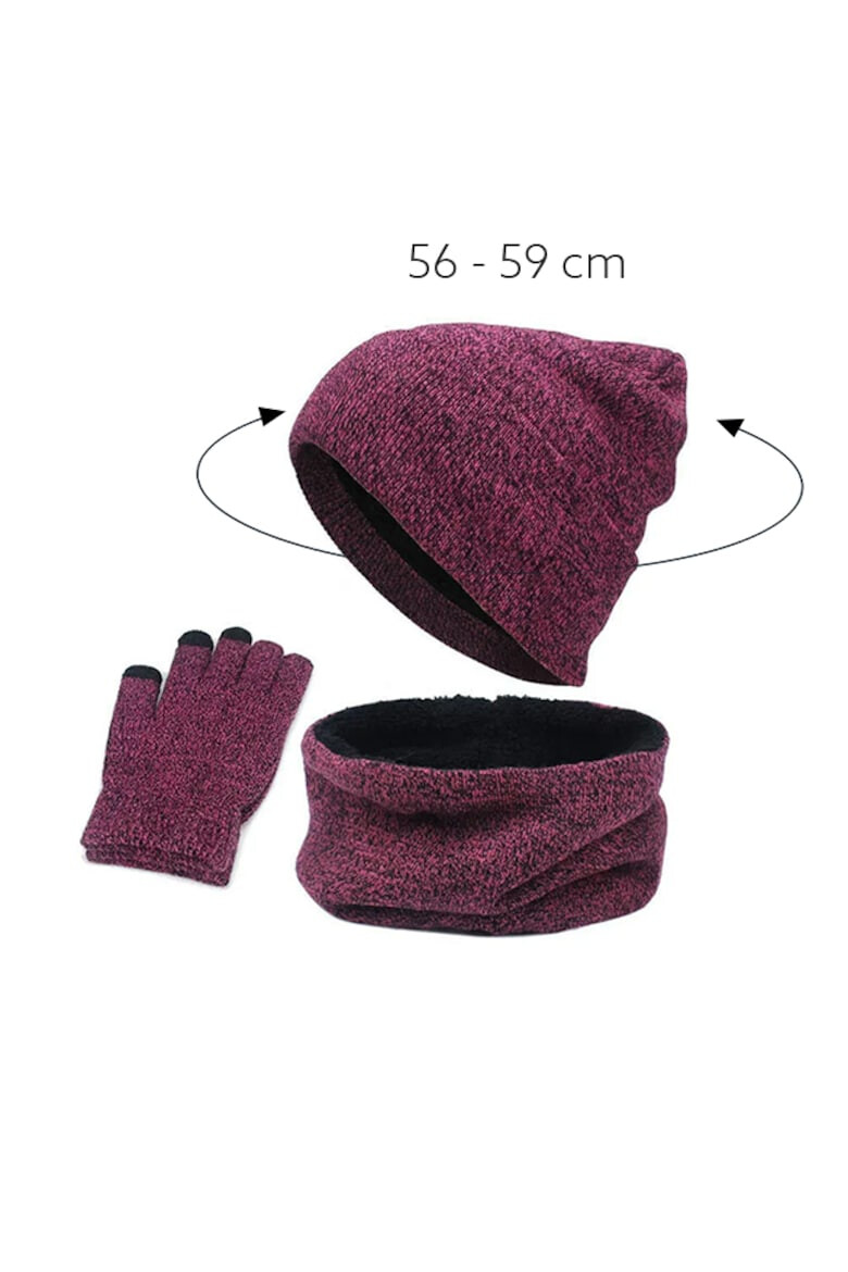 EFAYN.RO Caciula dama set 3 piese model cu manusi si fular tip guler asortate captuseala calduroasa tematica cozy winter marime universala EFAYN - Pled.ro