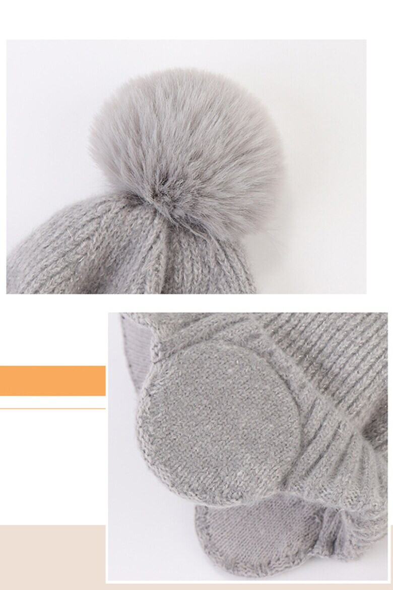 EFAYN.RO Caciula dama set doua piese model pom pom cu acoperitori pentru urechi si cozoroc curbat cu fular tip guler asortat tematica fashion winter marime universala EFAYN - Pled.ro