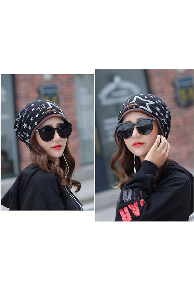 EFAYN.RO Caciula dama tip bandana model cool cu stelute dublat la interior despicatura la ambele parti tematica urban style marime universala EFAYN - Pled.ro