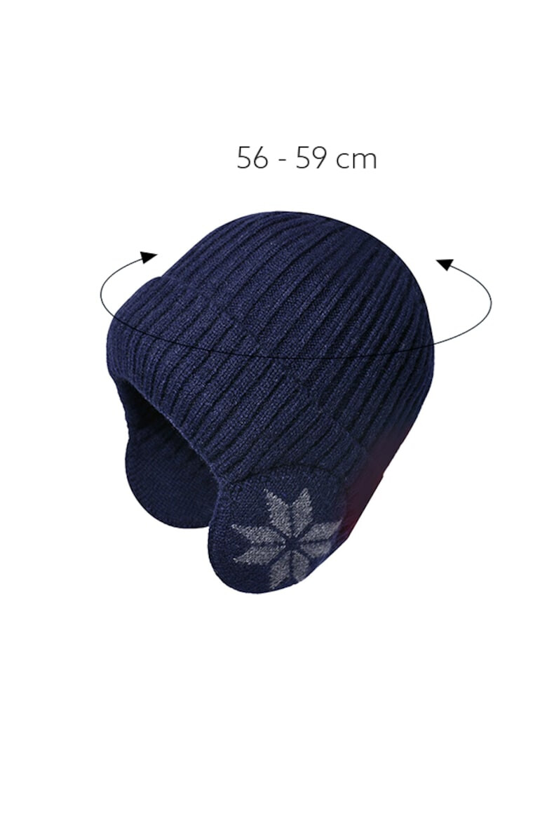 EFAYN.RO Caciula iarna model cu protectie intarita pentru urechi imprimeu fulg de zapada captuseala moale si fina tematica happy winter unisex marime universala EFAYN - Pled.ro