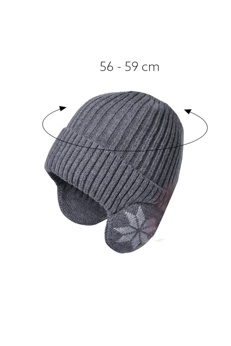 EFAYN.RO Caciula iarna model cu protectie intarita pentru urechi imprimeu fulg de zapada captuseala moale si fina tematica happy winter unisex marime universala EFAYN - Pled.ro