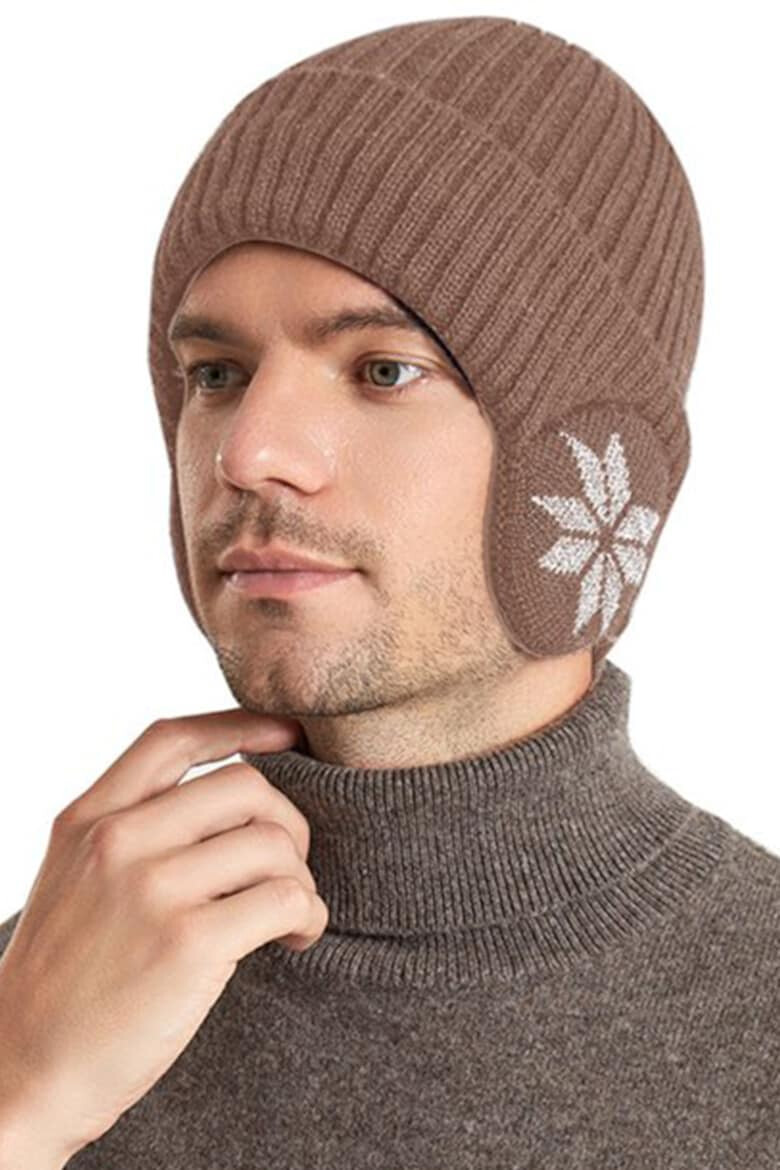 EFAYN.RO Caciula iarna model cu protectie intarita pentru urechi imprimeu fulg de zapada captuseala moale si fina tematica happy winter unisex marime universala EFAYN - Pled.ro