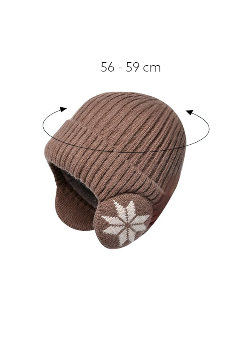 EFAYN.RO Caciula iarna model cu protectie intarita pentru urechi imprimeu fulg de zapada captuseala moale si fina tematica happy winter unisex marime universala EFAYN - Pled.ro