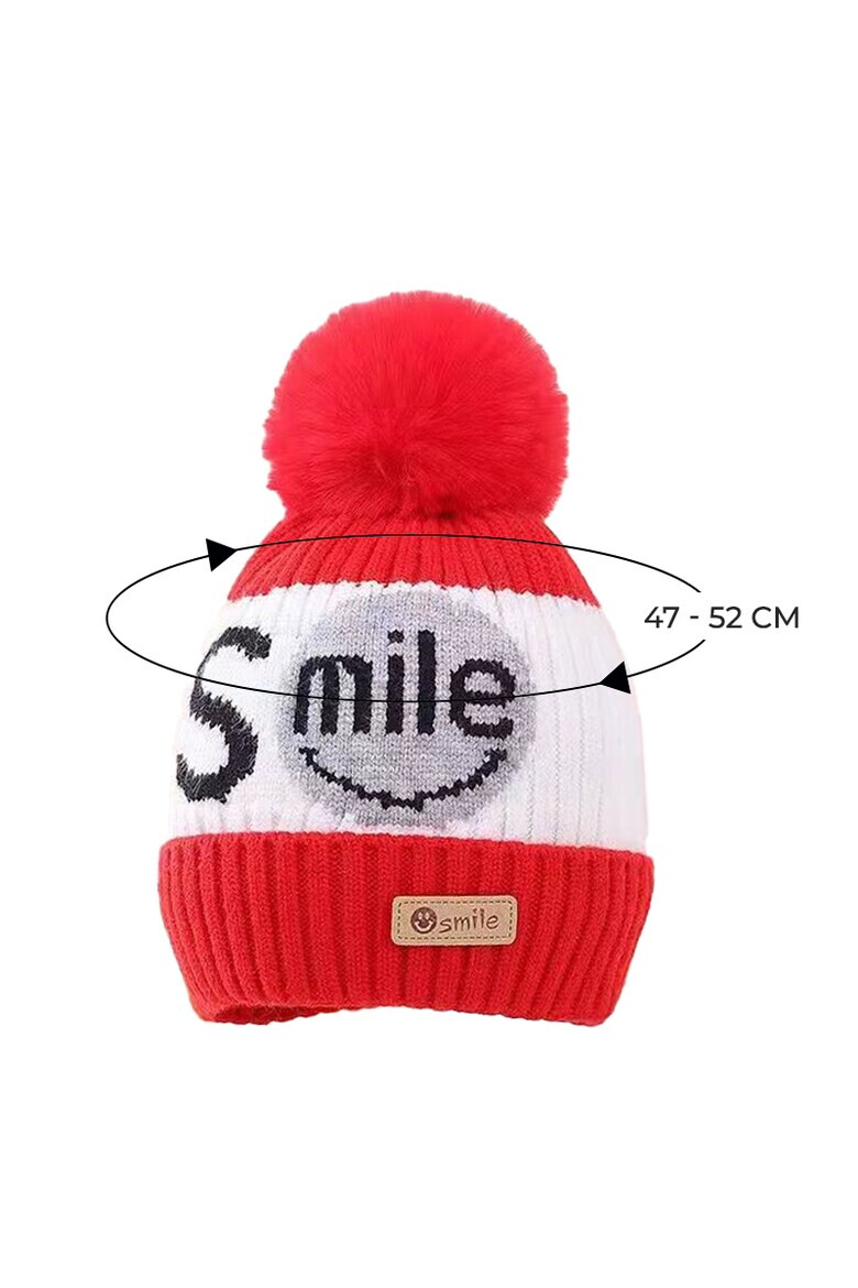 EFAYN.RO Caciula pentru copii moale si calduroasa model cu pom pom tematica smile you are the best 2 – 8 ani EFAYN - Pled.ro