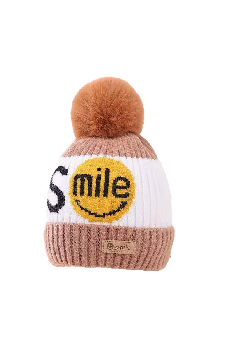 EFAYN.RO Caciula pentru copii moale si calduroasa model cu pom pom tematica smile you are the best 2 – 8 ani EFAYN - Pled.ro