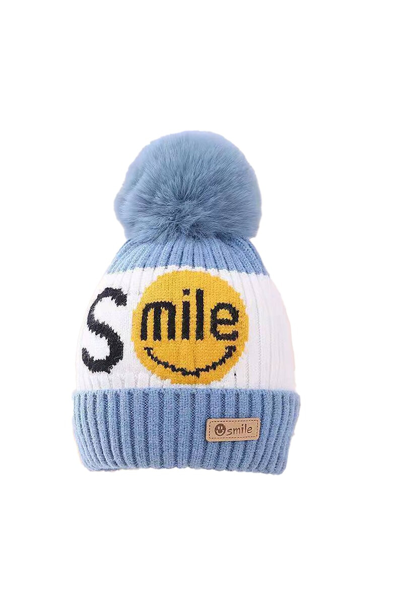 EFAYN.RO Caciula pentru copii moale si calduroasa model cu pom pom tematica smile you are the best 2 – 8 ani EFAYN - Pled.ro