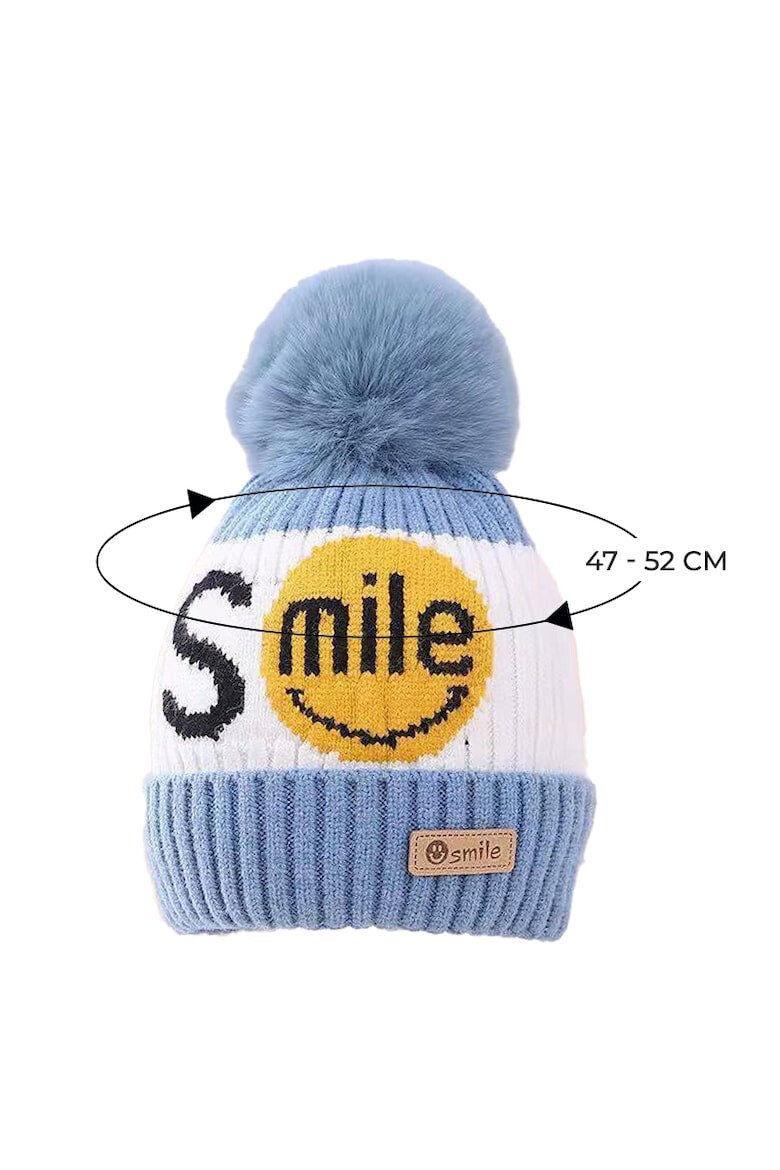 EFAYN.RO Caciula pentru copii moale si calduroasa model cu pom pom tematica smile you are the best 2 – 8 ani EFAYN - Pled.ro