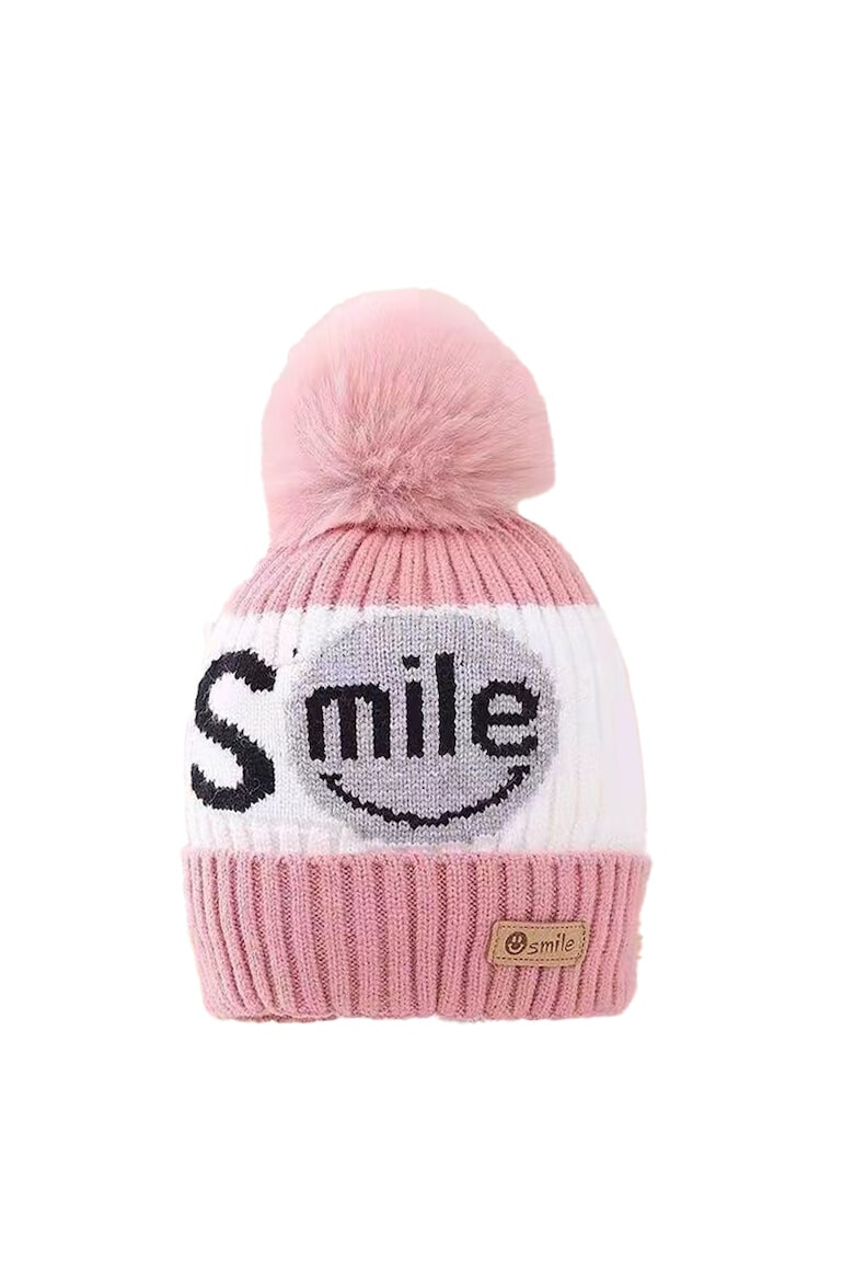 EFAYN.RO Caciula pentru copii moale si calduroasa model cu pom pom tematica smile you are the best 2 – 8 ani EFAYN - Pled.ro