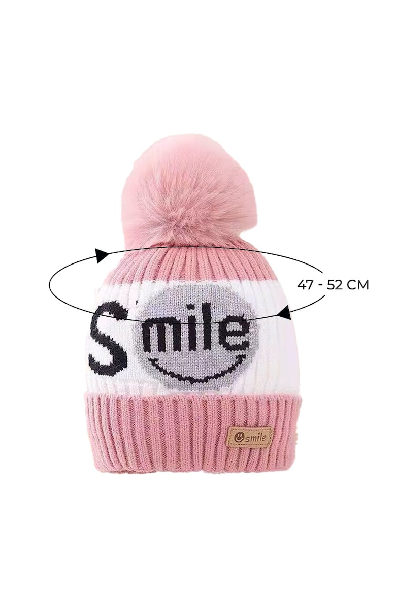 EFAYN.RO Caciula pentru copii moale si calduroasa model cu pom pom tematica smile you are the best 2 – 8 ani EFAYN - Pled.ro