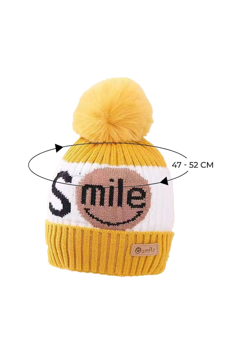 EFAYN.RO Caciula pentru copii moale si calduroasa model cu pom pom tematica smile you are the best 2 – 8 ani EFAYN - Pled.ro