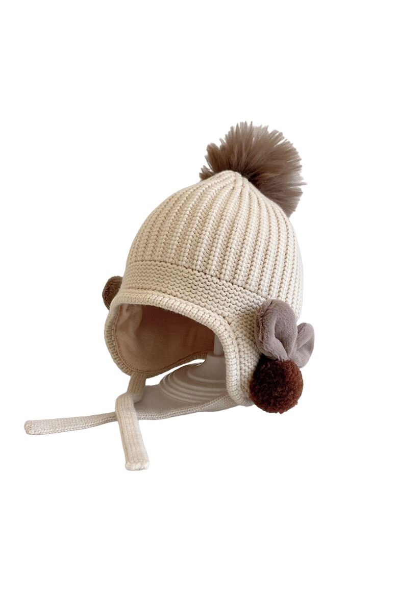 EFAYN.RO Caciula pentru copii model cu pom pom si prindere reglabila sub barbie accesorizata cu iepurasi la urechi tematica little bunny in the winter 1 – 3 ani EFAYN - Pled.ro