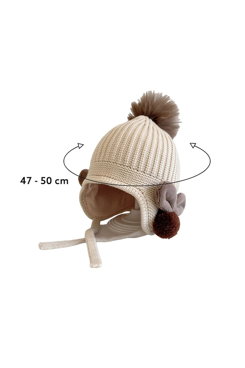 EFAYN.RO Caciula pentru copii model cu pom pom si prindere reglabila sub barbie accesorizata cu iepurasi la urechi tematica little bunny in the winter 1 – 3 ani EFAYN - Pled.ro