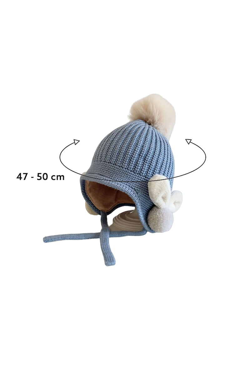 EFAYN.RO Caciula pentru copii model cu pom pom si prindere reglabila sub barbie accesorizata cu iepurasi la urechi tematica little bunny in the winter 1 – 3 ani EFAYN - Pled.ro