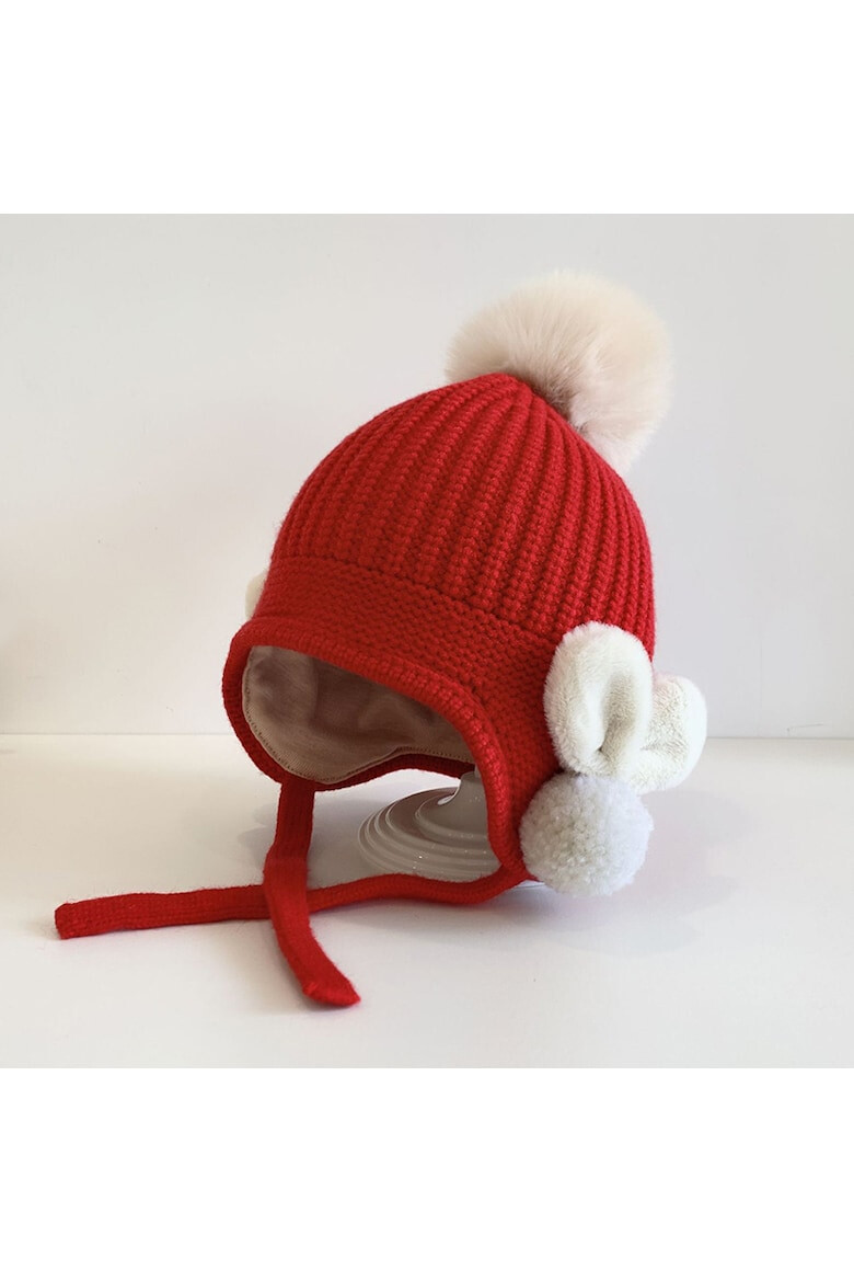 EFAYN.RO Caciula pentru copii model cu pom pom si prindere reglabila sub barbie accesorizata cu iepurasi la urechi tematica little bunny in the winter 1 – 3 ani EFAYN - Pled.ro