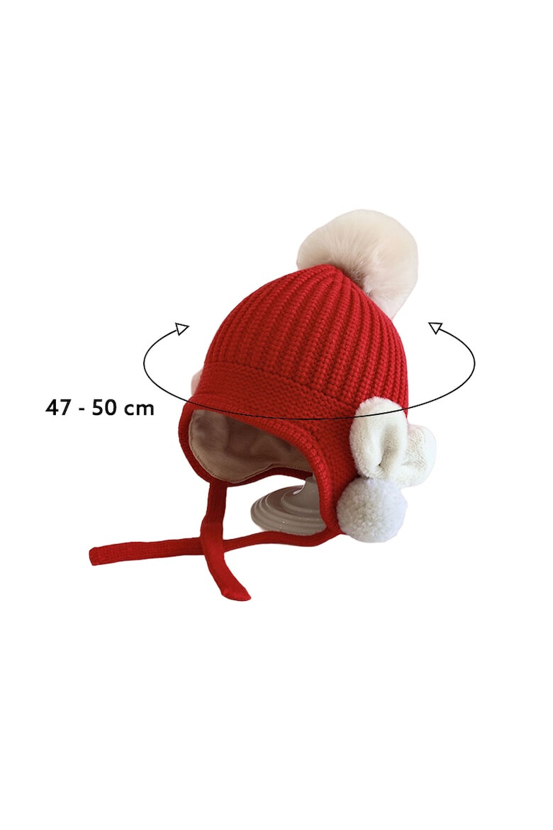 EFAYN.RO Caciula pentru copii model cu pom pom si prindere reglabila sub barbie accesorizata cu iepurasi la urechi tematica little bunny in the winter 1 – 3 ani EFAYN - Pled.ro