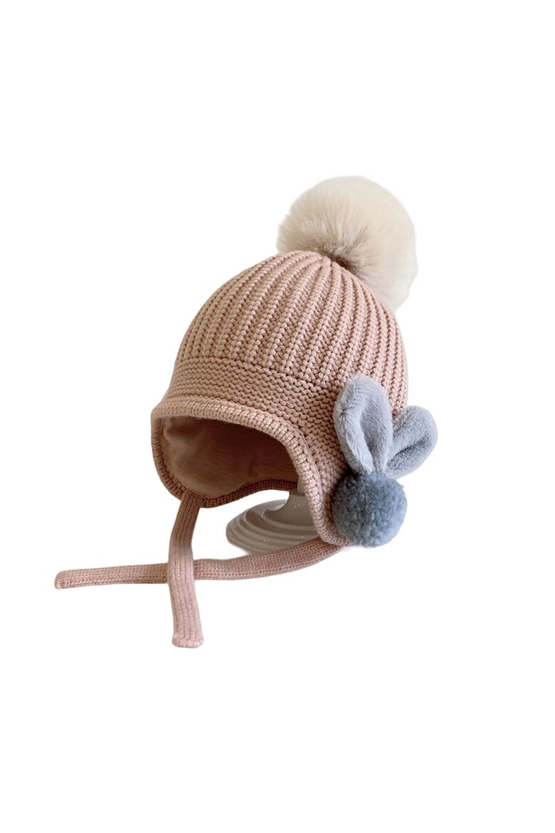 EFAYN.RO Caciula pentru copii model cu pom pom si prindere reglabila sub barbie accesorizata cu iepurasi la urechi tematica little bunny in the winter 1 – 3 ani EFAYN - Pled.ro