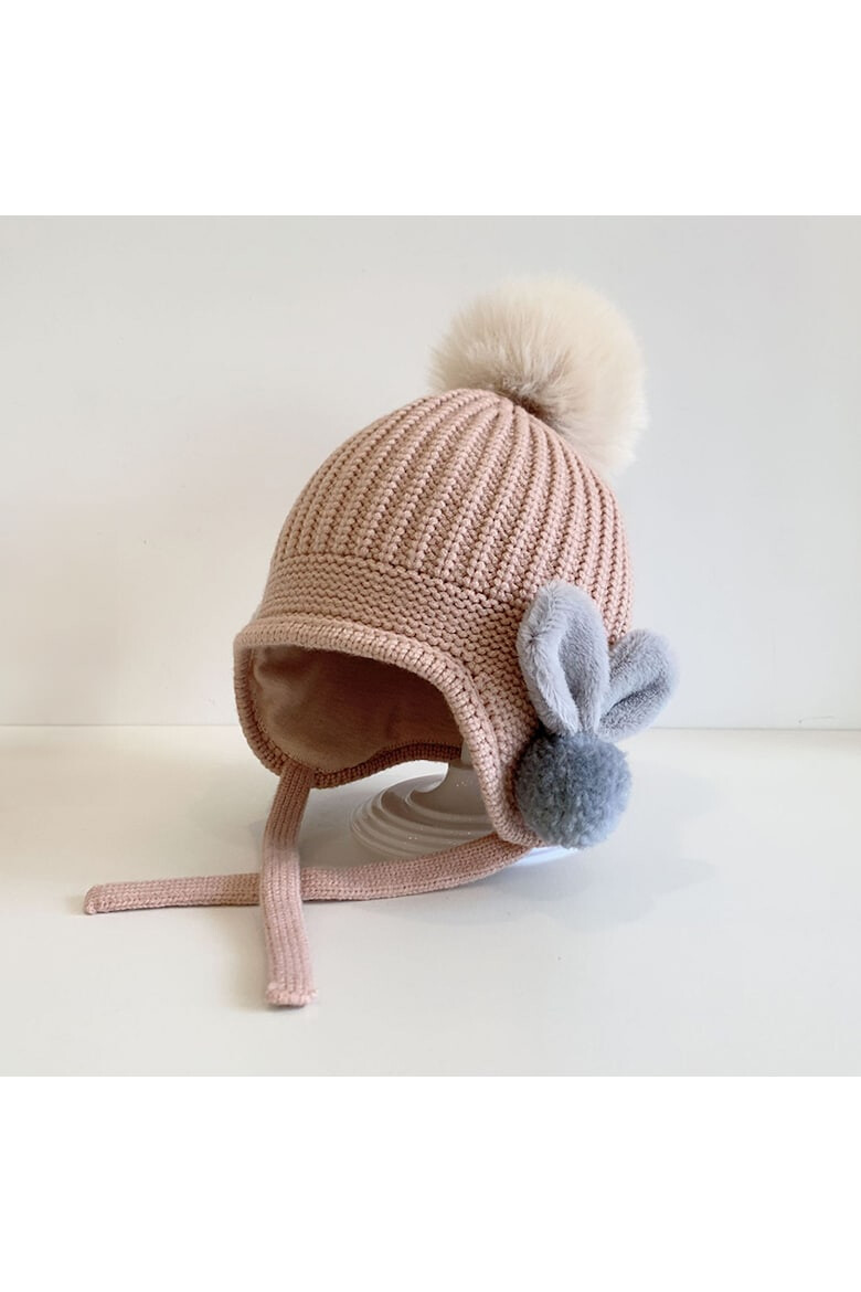 EFAYN.RO Caciula pentru copii model cu pom pom si prindere reglabila sub barbie accesorizata cu iepurasi la urechi tematica little bunny in the winter 1 – 3 ani EFAYN - Pled.ro