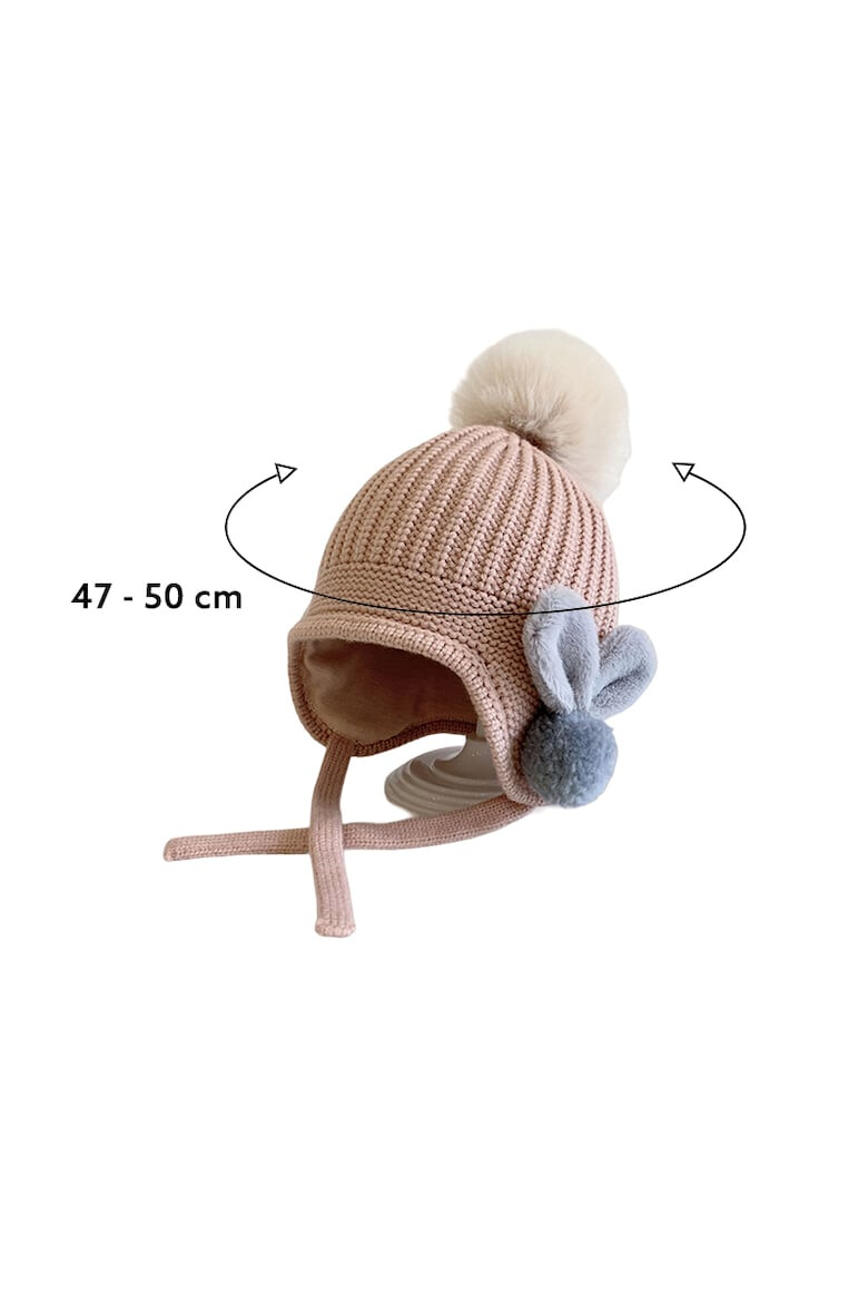 EFAYN.RO Caciula pentru copii model cu pom pom si prindere reglabila sub barbie accesorizata cu iepurasi la urechi tematica little bunny in the winter 1 – 3 ani EFAYN - Pled.ro