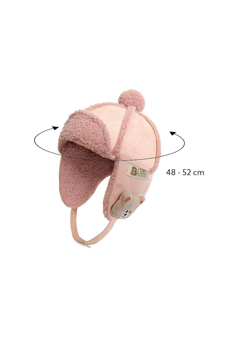 EFAYN.RO Caciula pentru copii model cu urechi si prindere cu scai sub barbie accesorizata cu ursulet tematica I love winter 2 – 6 ani EFAYN - Pled.ro