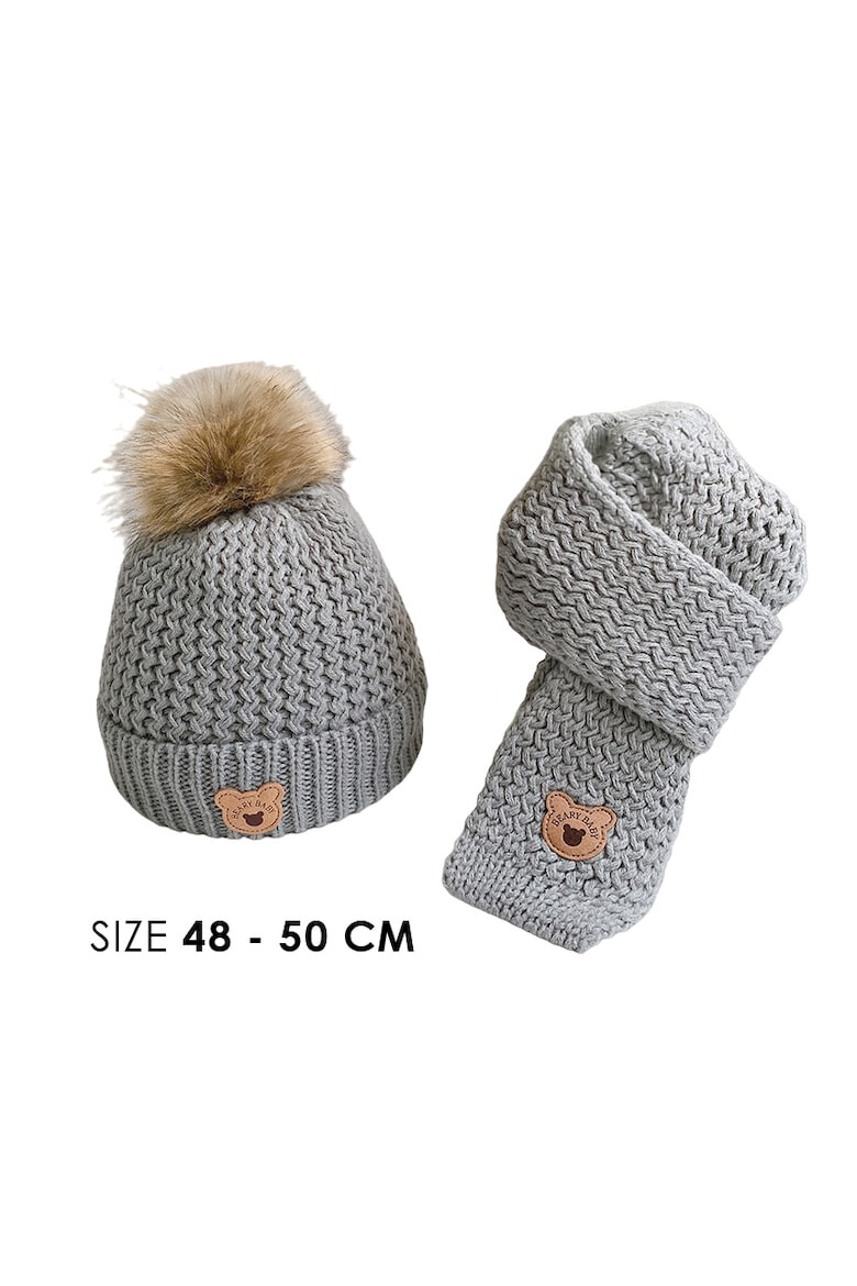 EFAYN.RO Caciula pentru copii set doua piese model moale si calduros cu pom pom si fular asortat tematica I’m a baby bear 1 – 5 ani EFAYN - Pled.ro