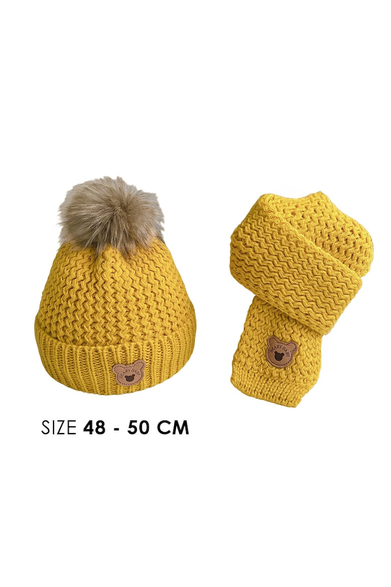 EFAYN.RO Caciula pentru copii set doua piese model moale si calduros cu pom pom si fular asortat tematica I’m a baby bear 1 – 5 ani EFAYN - Pled.ro