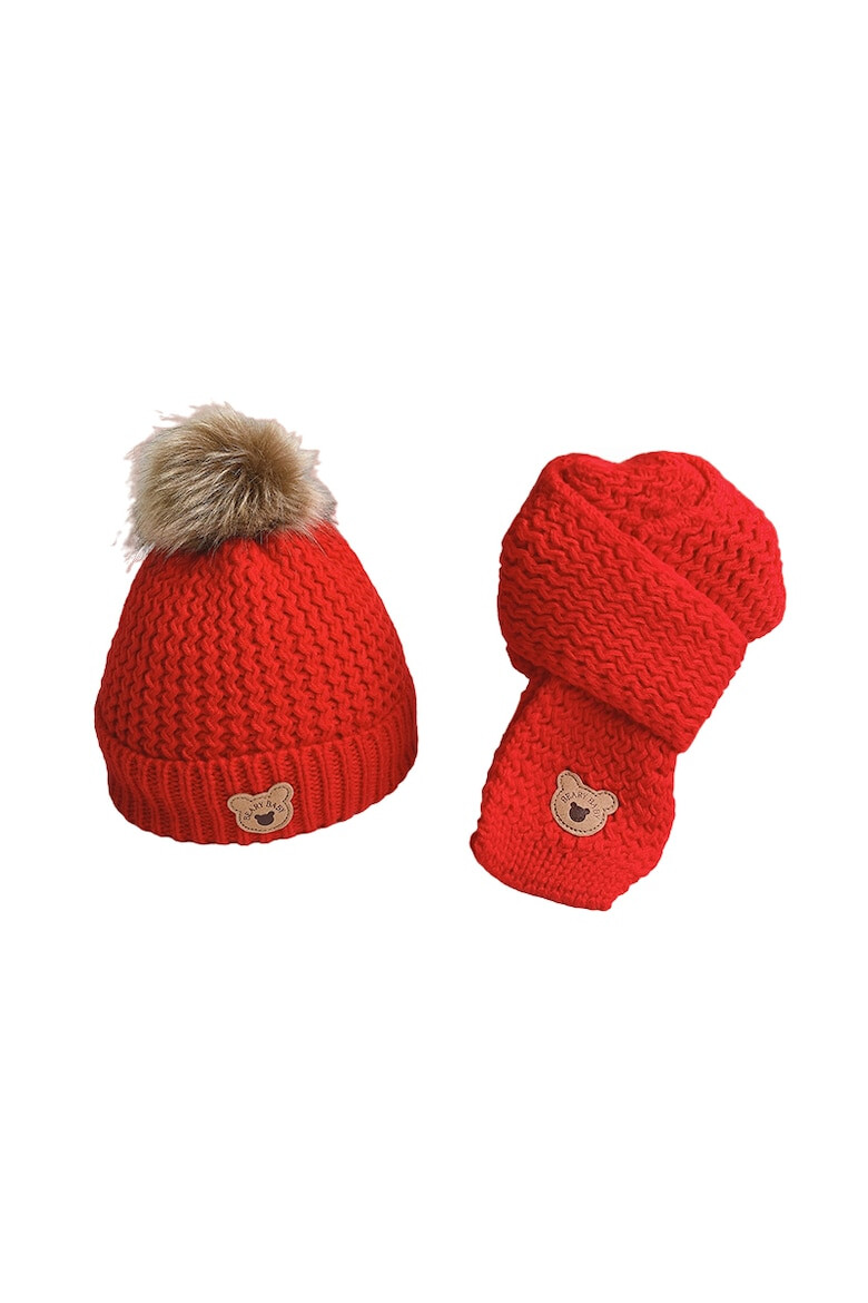 EFAYN.RO Caciula pentru copii set doua piese model moale si calduros cu pom pom si fular asortat tematica I’m a baby bear 1 – 5 ani EFAYN - Pled.ro