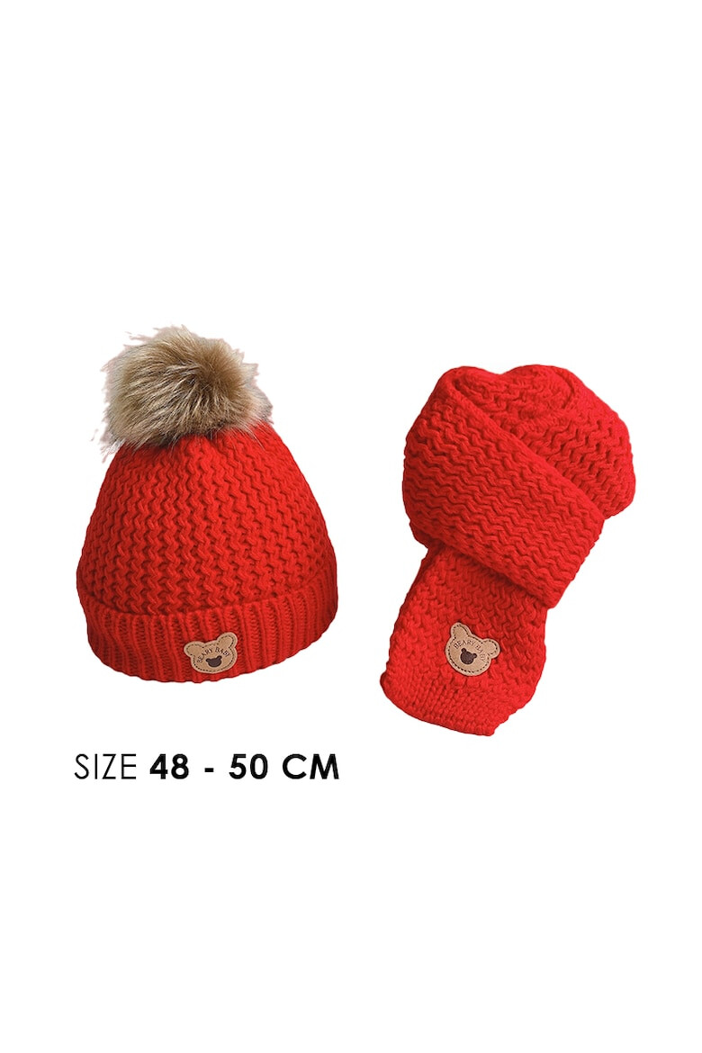 EFAYN.RO Caciula pentru copii set doua piese model moale si calduros cu pom pom si fular asortat tematica I’m a baby bear 1 – 5 ani EFAYN - Pled.ro