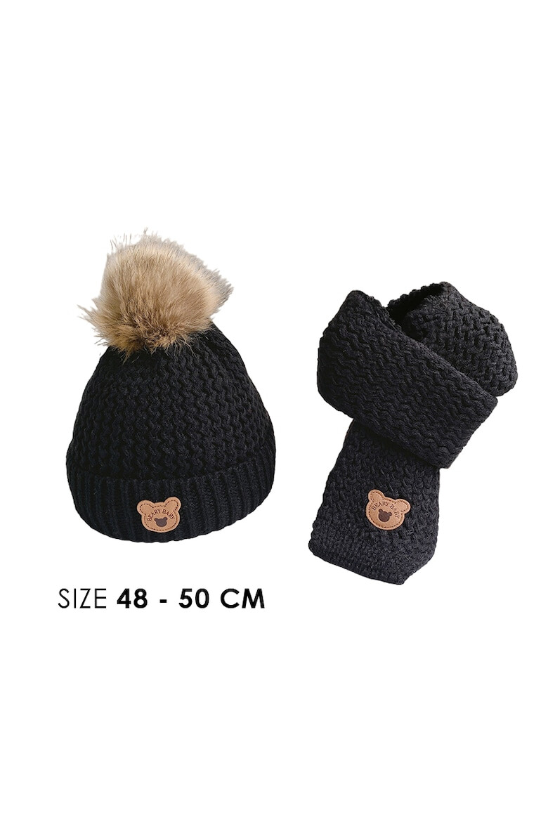 EFAYN.RO Caciula pentru copii set doua piese model moale si calduros cu pom pom si fular asortat tematica I’m a baby bear 1 – 5 ani EFAYN - Pled.ro