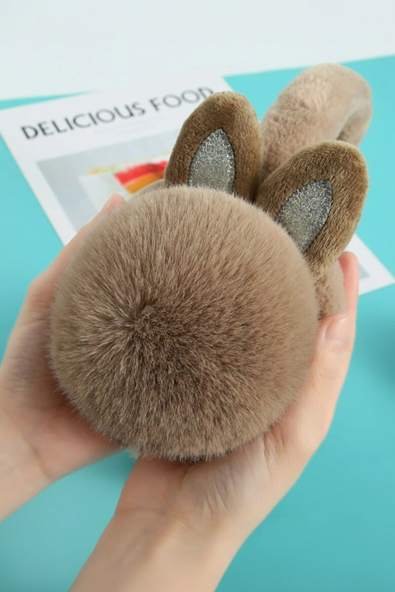 EFAYN.RO Casti de protectie impotriva frigului si a vantului pentru femei model calduros cu urechiuse de iepuras tematica fluffy bunny butt marime universala EFAYN - Pled.ro