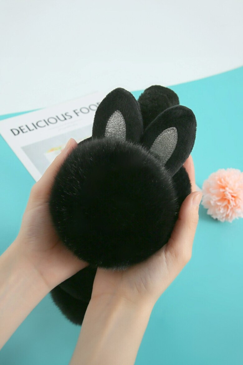 EFAYN.RO Casti de protectie impotriva frigului si a vantului pentru femei model calduros cu urechiuse de iepuras tematica fluffy bunny butt marime universala EFAYN - Pled.ro