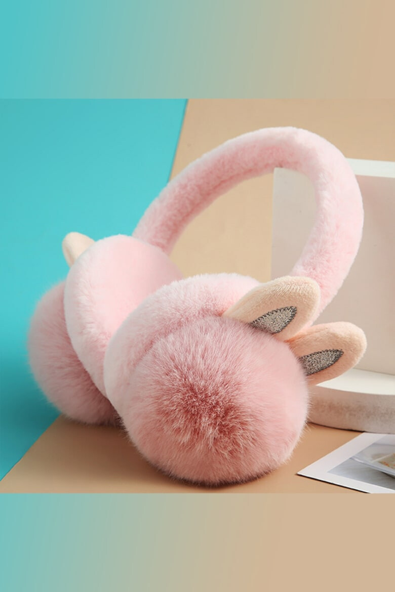 EFAYN.RO Casti de protectie impotriva frigului si a vantului pentru femei model calduros cu urechiuse de iepuras tematica fluffy bunny butt marime universala EFAYN - Pled.ro