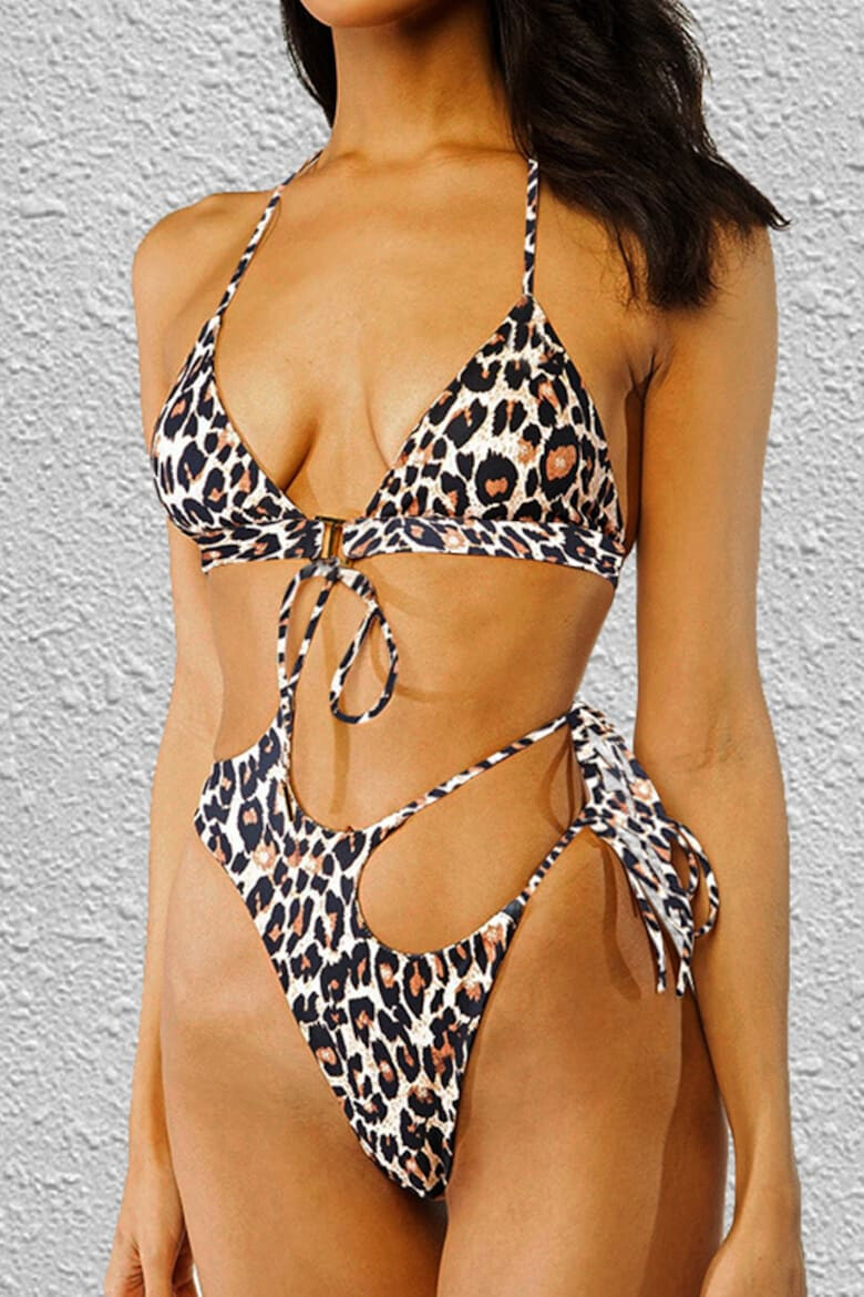 EFAYN.RO Costum de baie dama 2 piese animal print leopard slip tanga sutien reglabil EFAYN RO - Pled.ro